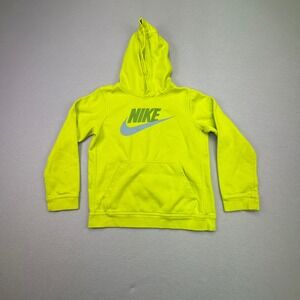 Nike Youth‎ Boys Neon Yellow Hoodie Pullover Long Sleeve Athleisure Size Larfe